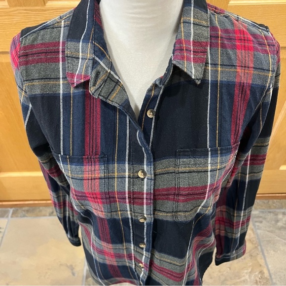 Vans Flannel Button Up Shirt Womens Medium Plaid Cotton Long Sleeve Collared - Picture 2 of 9